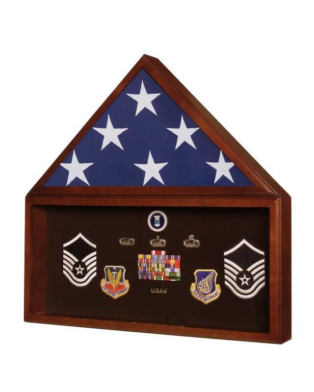 Cherry Capital Flag Case for 9.5' X 5' Flag, w/Shadow Box for Medals