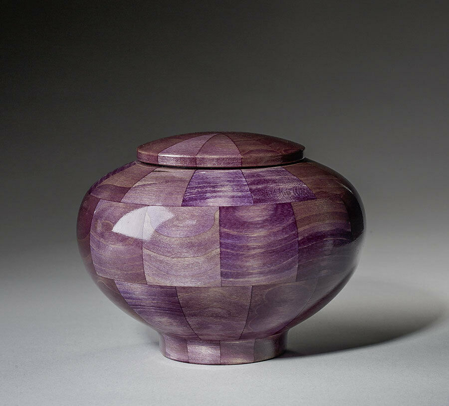 Peony Purple Poplar Wood Infant/Child/Pet Funeral Cremation Urn, 90 Cubic Inches