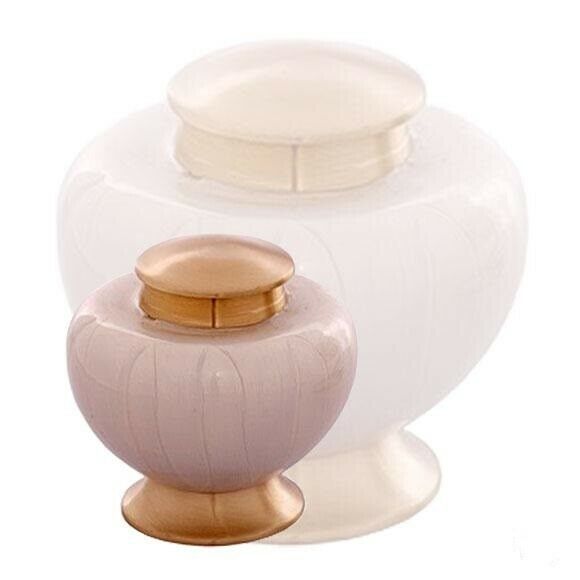 Small/Keepsake 4 Cubic Inch Brass White Baroque Shadow Funeral Cremation Urn