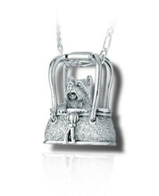 Load image into Gallery viewer, Sterling Silver Terrier in Purse Cremation Urn Pendant for Ashes w/Chain

