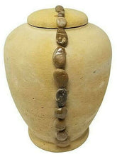 Load image into Gallery viewer, Large/Adult 220 Cubic In. Natural Sand Ocean Pebbles Biodegradable Cremation Urn
