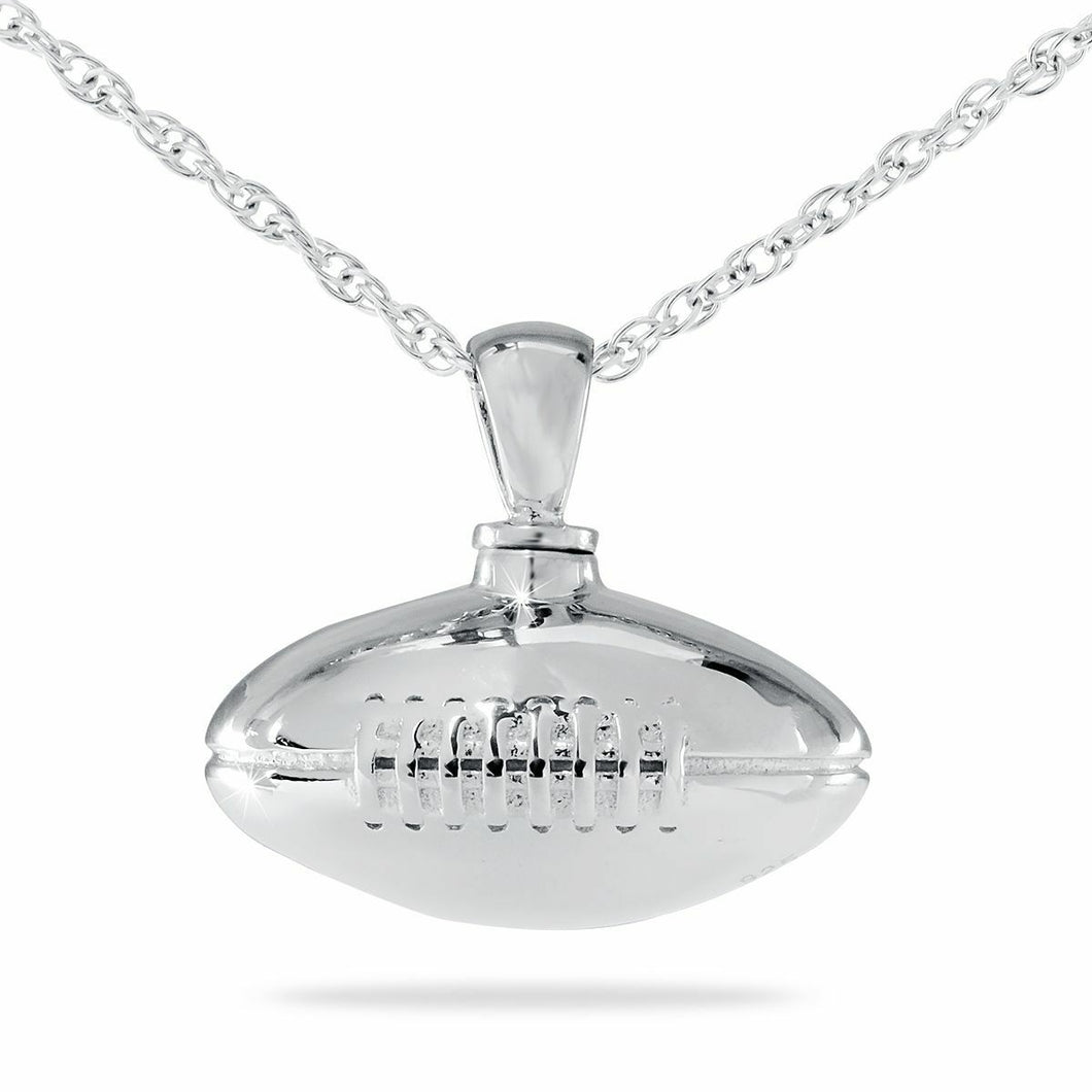 Small/Keepsake Sterling Silver Football Pendant Cremation Urn for Ashes