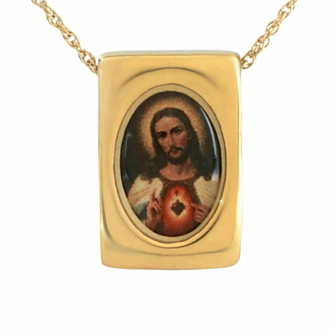 Small/Keepsake Sacred Heart of Jesus Pendant Funeral Cremation Urn for Ashes