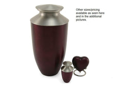 Load image into Gallery viewer, Red Alloy &amp; Brass Adult 200 Cubic Inch Funeral Cremation Urn for Ashes
