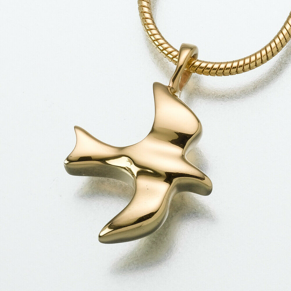Gold Vermeil Dove Memorial Jewelry Pendant Funeral Cremation Urn