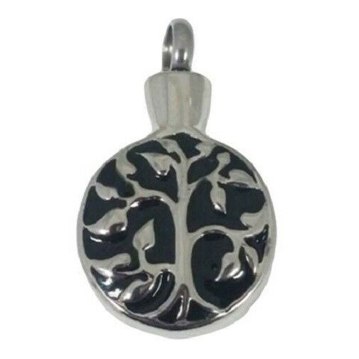 Tree of Life Stainless Steel Cremation Urn Pendant for Ashes w/20-inch Necklace
