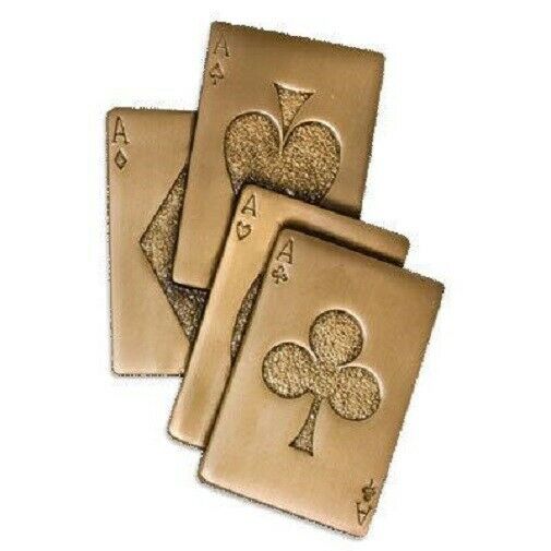 Brass Pack of Cards Applique for Round Cremation Urn, Pewter Also Available