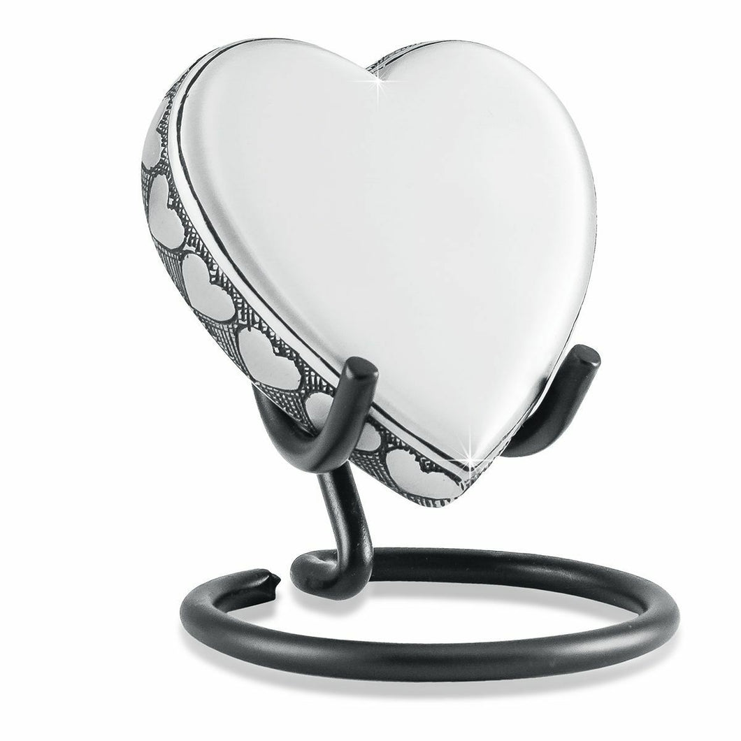 Small/Keepsake 3 Cubic Inch Heart on Stand Pewter Cremation Urn for Ashes