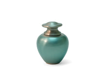 Load image into Gallery viewer, Keepsake Brass Green Funeral Cremation Urn for Ashes, 5 Cubic Inches
