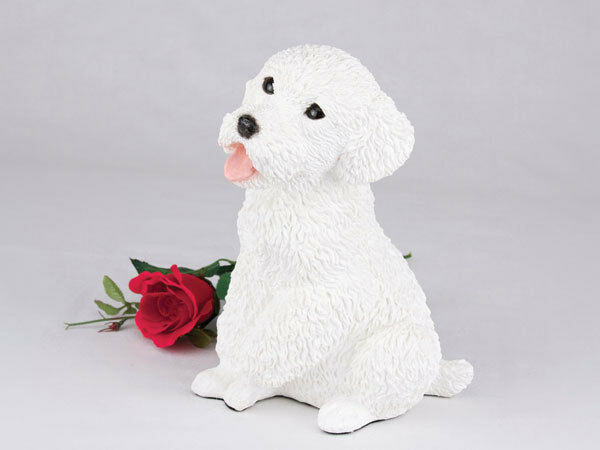 Small/Keepsake 65 Cubic Inches White Miniature Poodle Resin Urn for Ashes