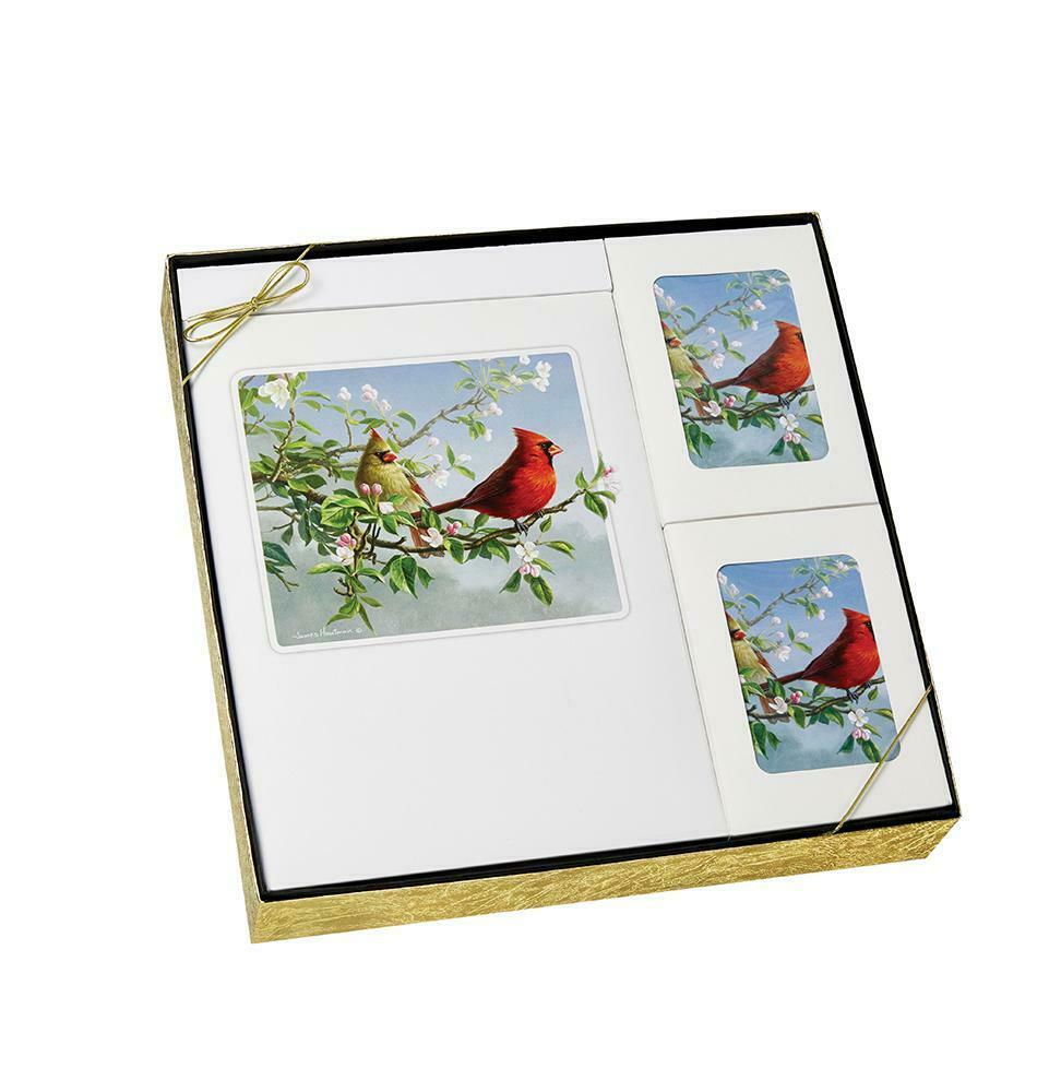 Cardinal Theme Stationery Box Set & 200 Cubic Inch Funeral Cremation Urn