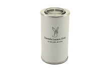 Load image into Gallery viewer, Small/Keepsake Aluminum White Memory Light Cremation Urn, 20 cubic inches
