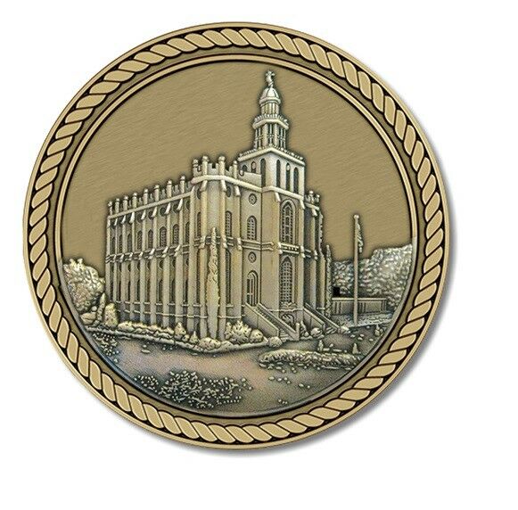 LDS Temple St. George Medallion for Box Cremation Urn/Flag Case -4 Inch Diameter