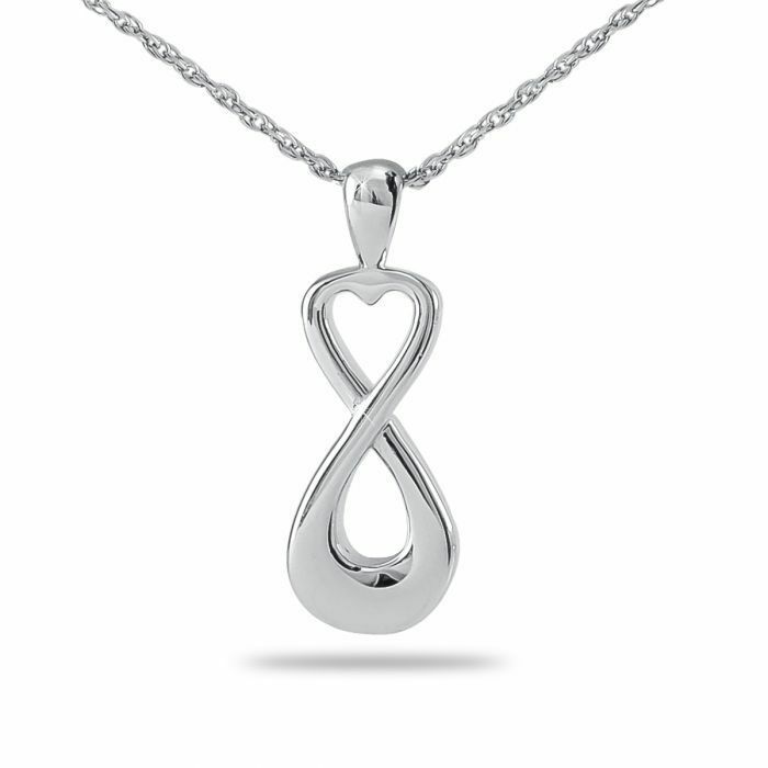 Sterling Silver Infinity Heart Pendant/Necklace Funeral Cremation Urn for Ashes