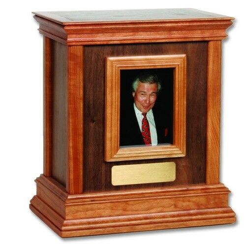 Large/Adult 225 Cubic Inch Walnut Framed Handcrafted Wood Funeral Cremation Urn