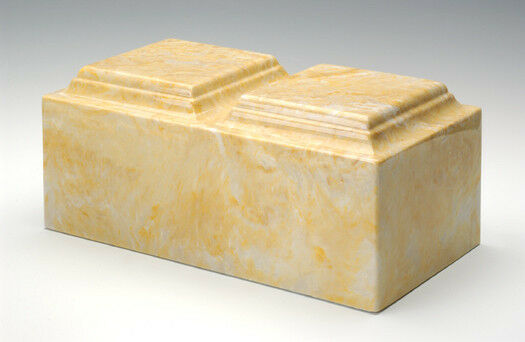 Classic Marble Gold Companion Funeral Cremation Urn, 420 Cubic Inch TSA Approved