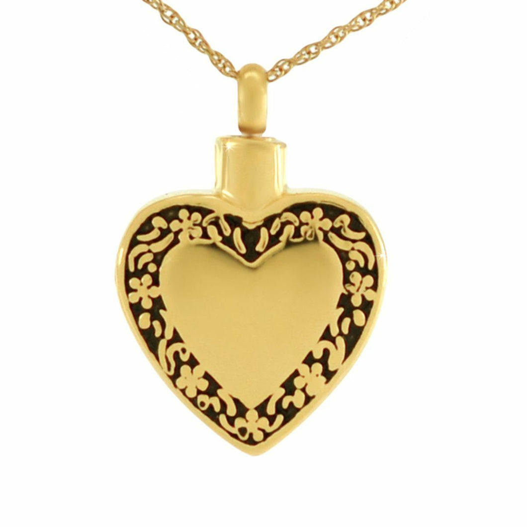 Small/Keepsake Gold Heart Pendant Funeral Cremation Urn for Ashes