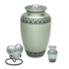 Load image into Gallery viewer, Pewter 3 Cubic Inches Heart with Stand Keepsake Funeral Cremation Urn
