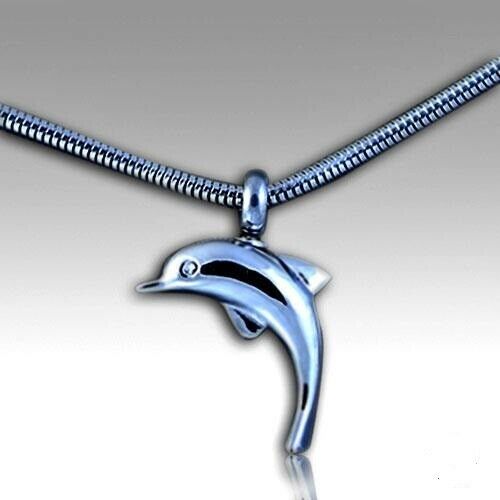 Stainless Steel Baby Dolphin Funeral Cremation Urn Memorial Pendant Jewelry