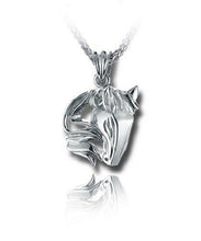 Load image into Gallery viewer, Sterling Silver Horse Bowing Funeral Cremation Urn Pendant for Ashes w/Chain
