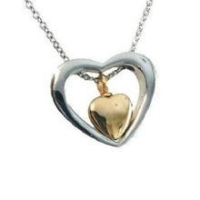 Load image into Gallery viewer, Stainless Steel Heart Within a  Heart Cremation Urn Pendant w/20-inch Necklace
