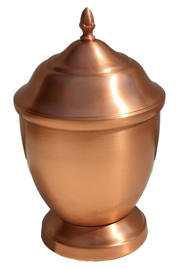 Large/Adult 123 Cubic Inch Hand-Spun Copper Funeral Cremation Urn for Ashes