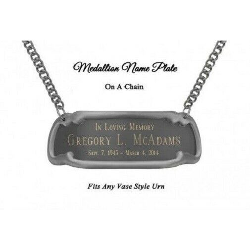 3-Line Engraved Nameplate for Funeral Cremation Urn for Ashes - Pewter Finish