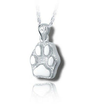 Load image into Gallery viewer, Sterling Silver Flat Paw Print Cremation Urn Pendant for Ashes w/Chain
