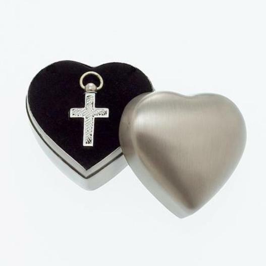 Cross Pendant within a Keepsake Case for Cremation Ashes