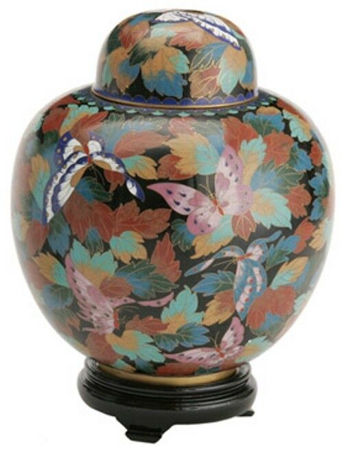 Small/Keepsake Cloisonne 40 Cubic Inches Butterfly Funeral Cremation Urn