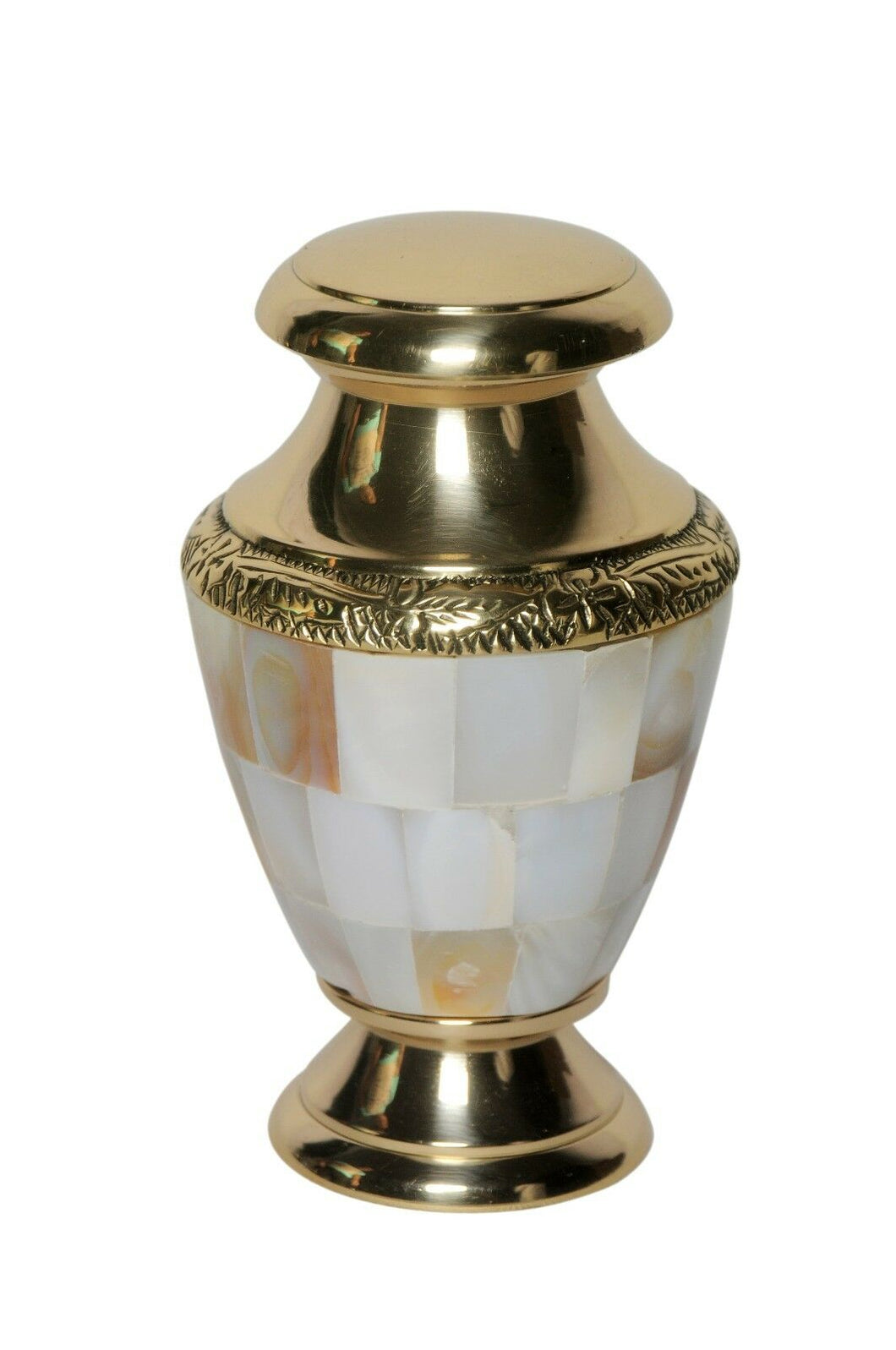 Small/Keepsake 3 Cubic Inches Mother of Pearl Brass Funeral Cremation Urn
