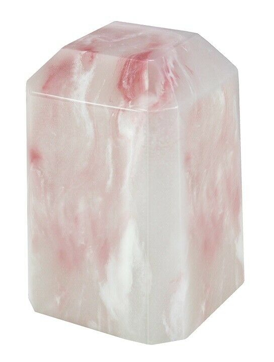 Small/Keepsake 36 Cubic Inch Pink Square Cultured Onyx Cremation Urn Ashes