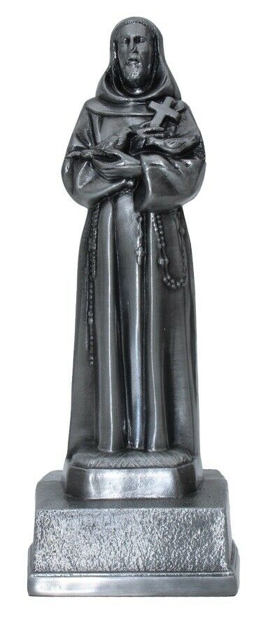 Small/Keepsake Cubic 55 Inch Antique SIlver St Francis Funeral Cremation Urn