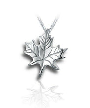 Load image into Gallery viewer, Sterling Silver Maple Leaf Funeral Cremation Urn Pendant for Ashes w/Chain
