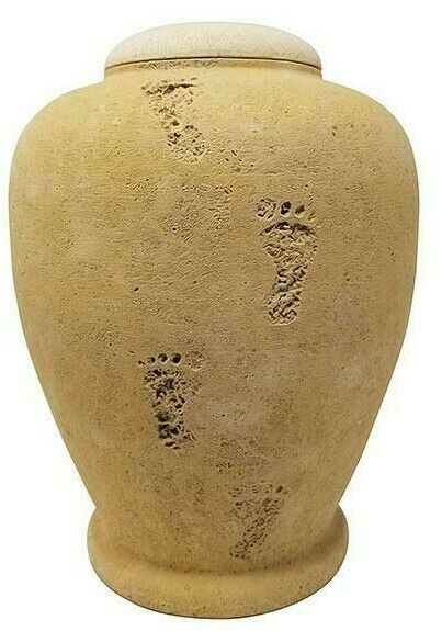 Large/Adult 220 Cubic Inch Biodegradable Beige Footprint Funeral Cremation Urn