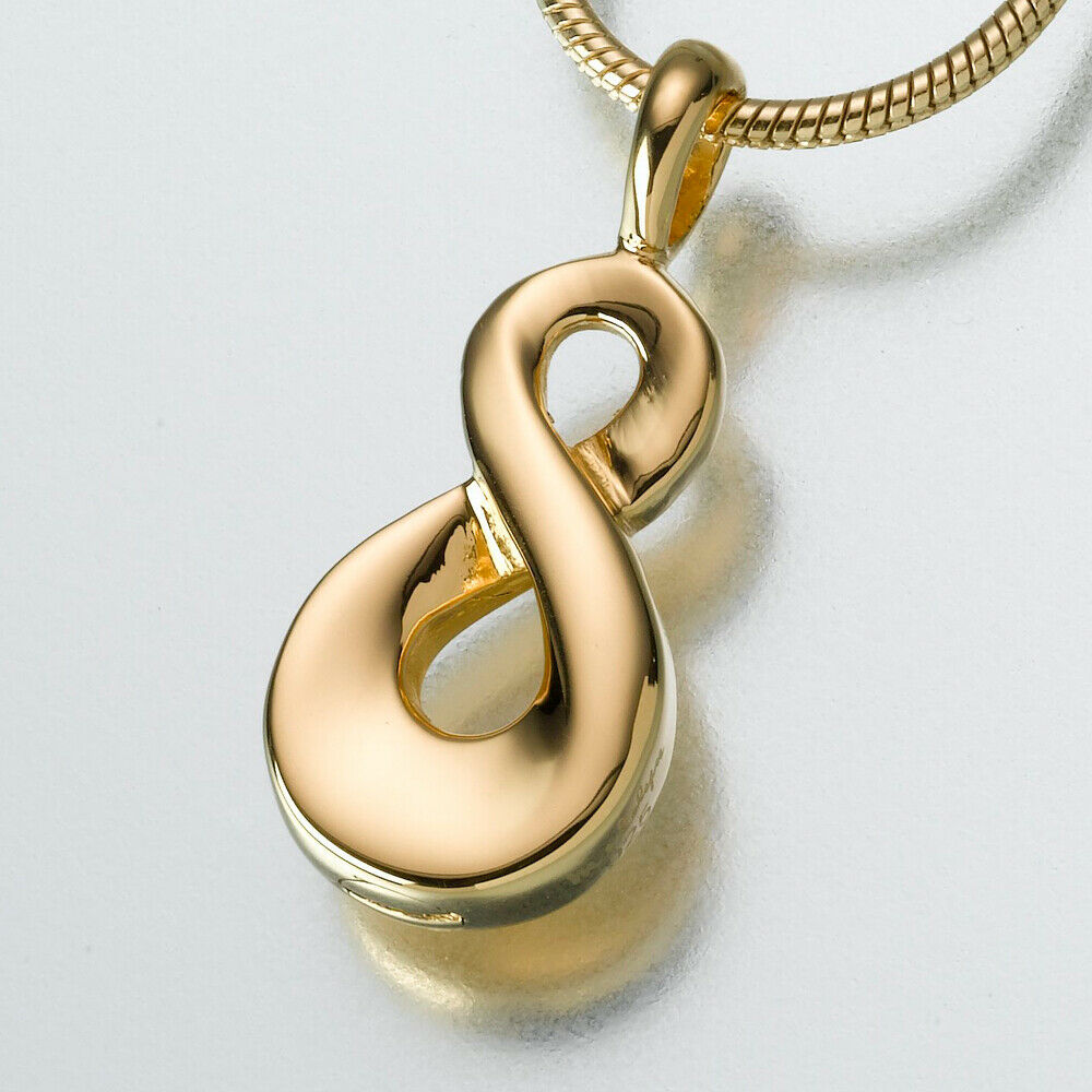 Gold Vermeil Infinity Memorial Jewelry Pendant Funeral Cremation Urn
