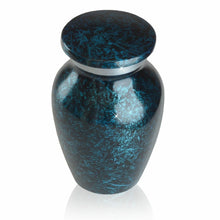 Load image into Gallery viewer, Small/Keepsake 4 Cubic Inches Blue Pewter Funeral Cremation Urn for Ashes
