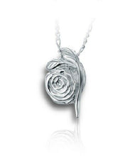Load image into Gallery viewer, Sterling Silver Rose Funeral Cremation Urn Pendant for Ashes w/Chain
