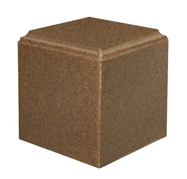 Large/Adult 280 Cubic Inch Walnut Cultured Granite Cube Cremation Urn For Ashes