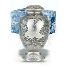 Load image into Gallery viewer, Set of Adult (225 cubic inch) &amp; Keepsake (3 inch) Brass Eagle Cremation Urns
