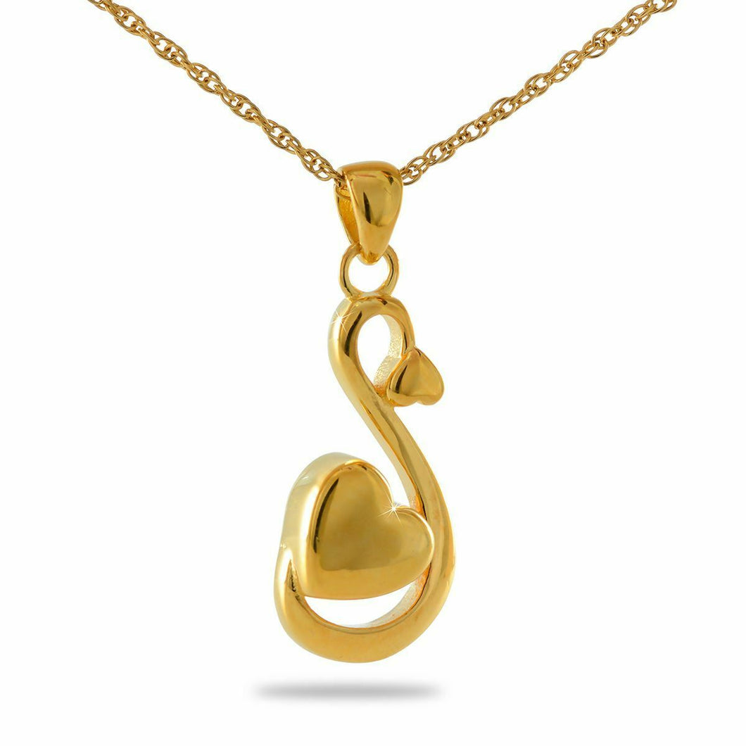 14K Solid Gold Heart Teardrop Pendant/Necklace Funeral Cremation Urn for Ashes