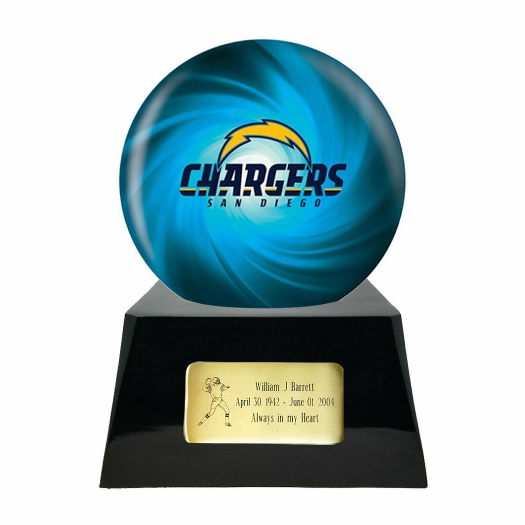 Large/Adult 200 Cubic Inch San Diego Chargers  Metal Ball on Cremation Urn Base