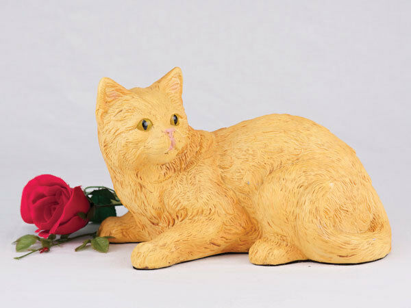 Small/Keepsake 62 Cubic Inches Orange Shorthair Cat Resin Urn for Ashes