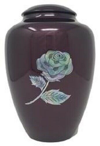 Large/Adult 200 Cubic Inch Fiber Glass Shell Art Burgundy Rose Cremation Urn