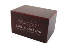 Load image into Gallery viewer, Large Cherry Box Funeral Cremation Urn for Ashes, 200 Cubic Inches
