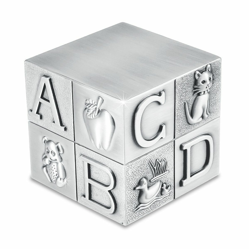 Small/Keepsake 8 Cubic Inch Pewter ABC Block Funeral Cremation Urn for Ashes