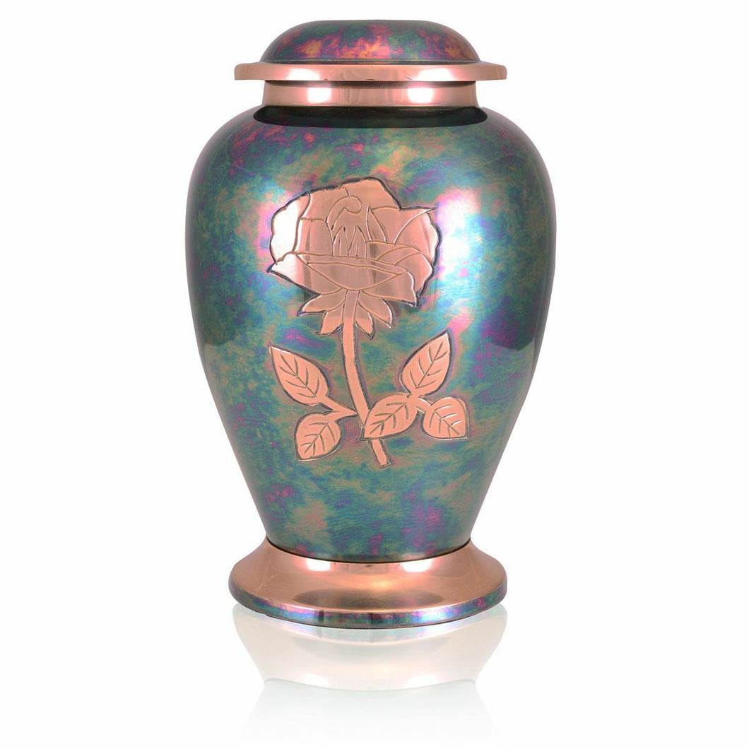 Large/Adult 220 Cubic Inches Gleaming Pink Rose Brass Cremation Urn for Ashes