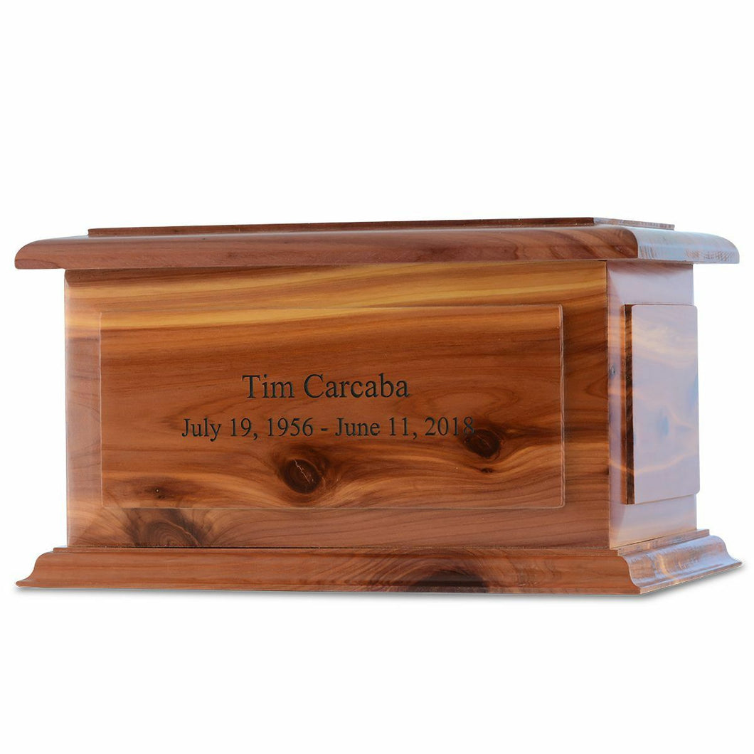 Large/Adult 210 Cubic Inch Alexandria Cedar Wood Funeral Cremation Urn for Ashes