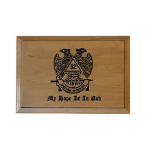 Load image into Gallery viewer, Large/Adult 220 Cubic Inch Wood Masons Scottish Rite Cremation Urn-Made in USA
