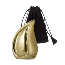Load image into Gallery viewer, Small/Keepsake 3 Cubic Ins Tear Drop Shaped Solid Brass Cremation Urn for Ashes
